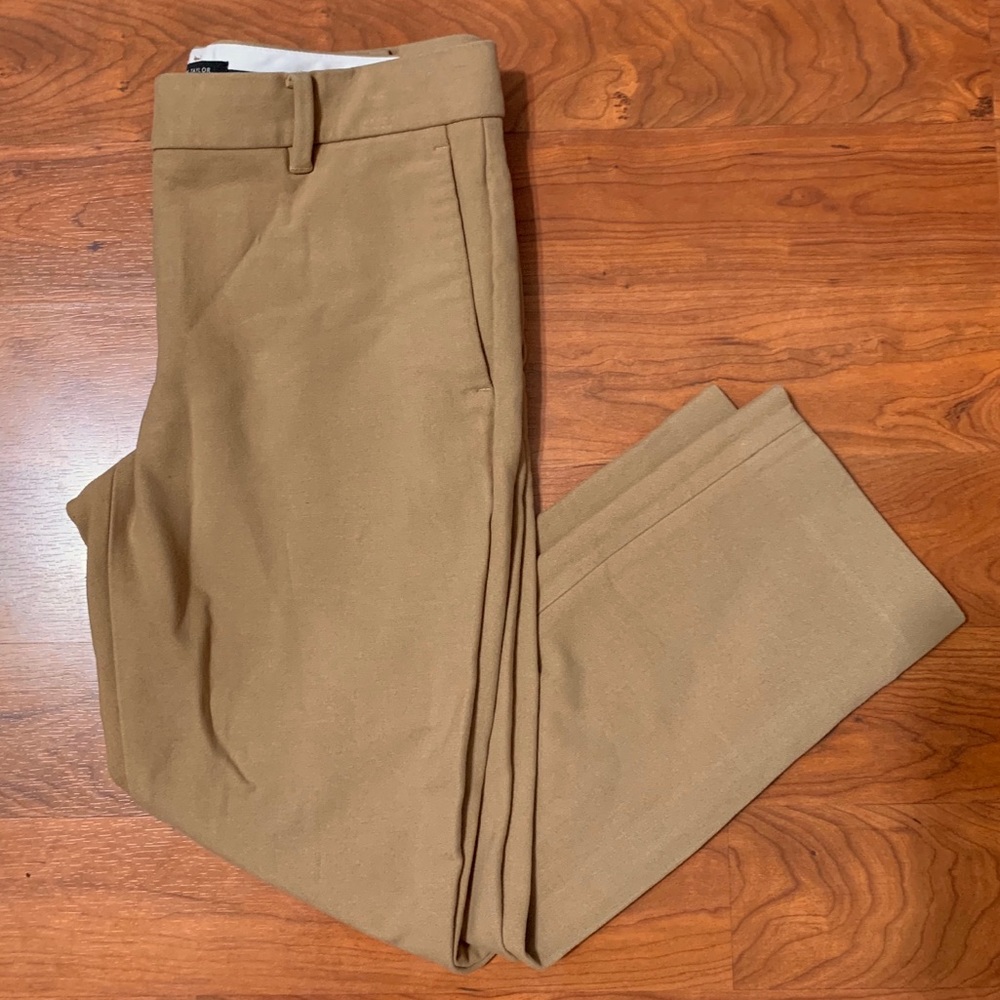 Tan Cropped Straight Leg Trousers